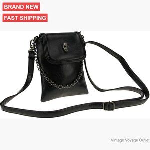 Gothic Studded Skull Crossbody Shoulder Bag PU Leather Adjustable Strap